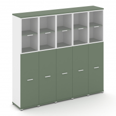 Concept Шкаф 5 узких секций, 5 ниш CN.STU-555 RPW W Кобо/Белый Бриллиант/Металл Белый/Прозрачный 208