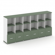 Concept Шкаф 6 узких секций, 3 ниши CN.STU-361 W Кобо/Белый Бриллиант/Металл Белый 2500*420*1186