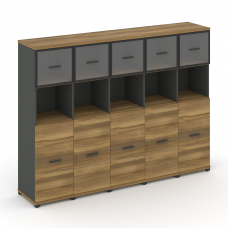 Concept Шкаф 5 узких секций, 4 ниши CN.STU-455 RPB A Сандал Янтарный/Антрацит/Металл Антрацит/Прозра