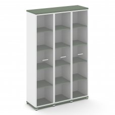 Concept Шкаф 3 узкие секции, 5 ниш CN.STU-538 RPW W Кобо/Белый Бриллиант/Металл Белый/Прозрачный 125