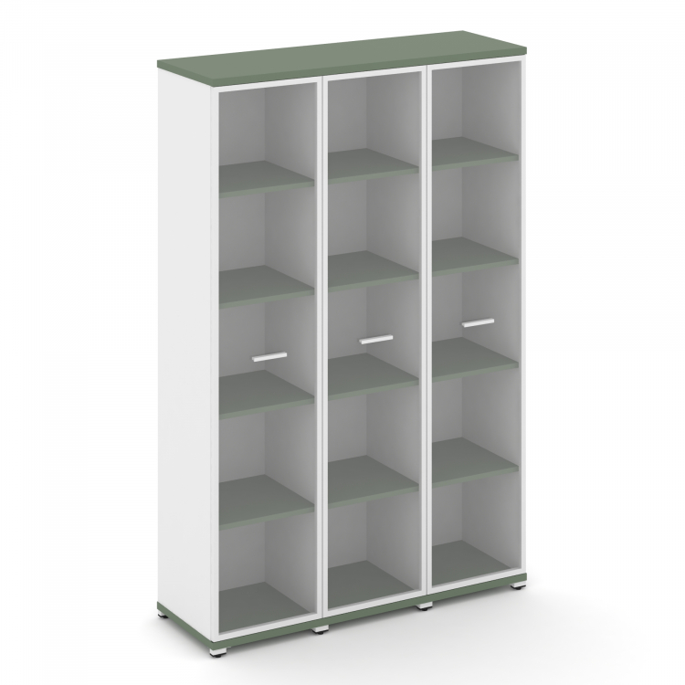 Concept Шкаф 3 узкие секции, 5 ниш CN.STU-538 RPW W Кобо/Белый Бриллиант/Металл Белый/Прозрачный 125