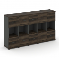 Concept Шкаф 5 узких секций, 3 ниши CN.STU-355 A Дуб Мали/Антрацит/Металл Антрацит 2084*420*1186