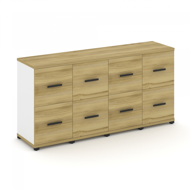 Concept Шкаф 4 узкие секции, 2 ниши CN.STU-242 B Дуб Винченцо/Белый Бриллиант/Металл Черный 1668*420