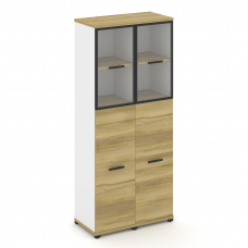 Concept Шкаф 2 узкие секции, 5 ниш CN.STU-525 RPB B Дуб Винченцо/Белый Бриллиант/Металл Черный/Прозр