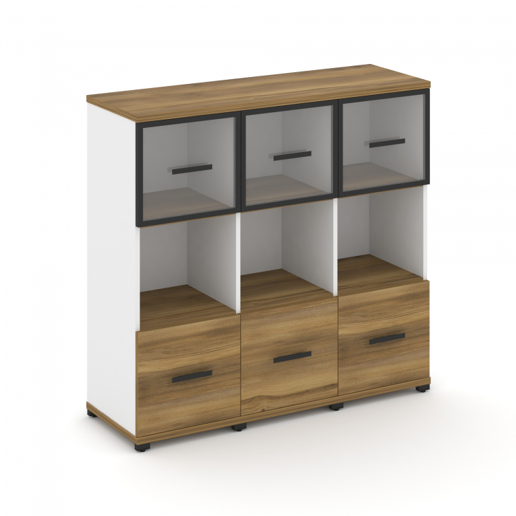 Concept Шкаф 3 узкие секции, 3 ниши CN.STU-335 RPB B Сандал Янтарный/Белый Бриллиант/Металл Черный/П