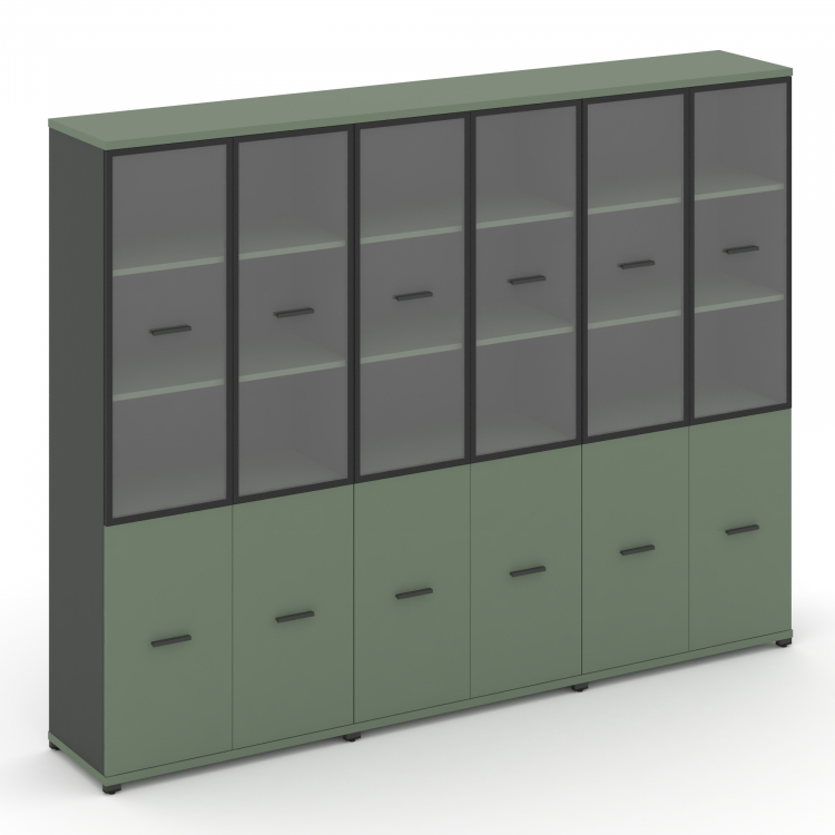 Concept Шкаф 3 широкие секции, 5 ниш CN.STS-532 RPB A Кобо/Антрацит/Металл Антрацит/Прозрачный 2500*