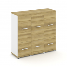 Concept Шкаф 3 узкие секции, 3 ниши CN.STU-332 W Дуб Винченцо/Белый Бриллиант/Металл Белый 1252*420*