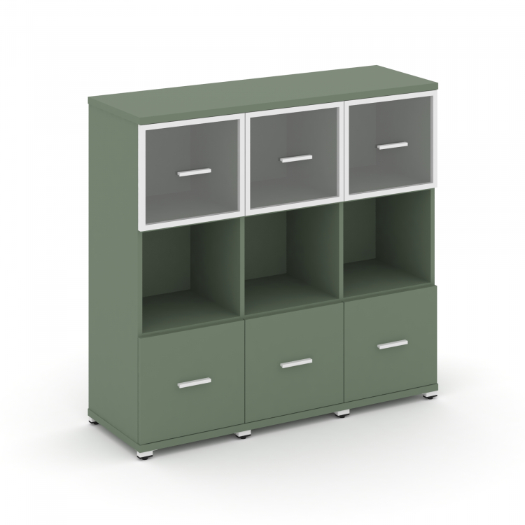 Concept Шкаф 3 узкие секции, 3 ниши CN.STU-335 RPW W Кобо/Металл Белый/Прозрачный 1252*420*1186