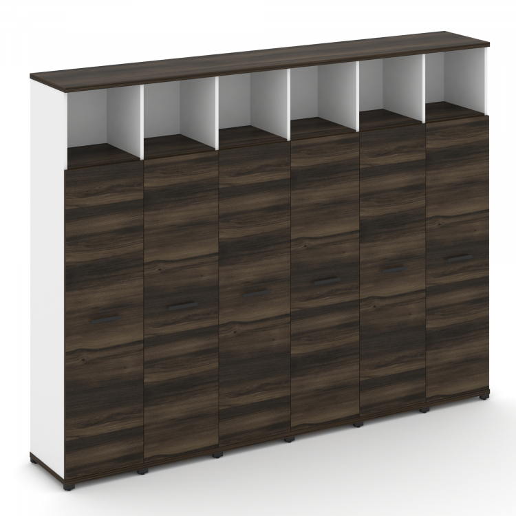 Concept Шкаф 6 узких секций, 5 ниш CN.STU-566 B Дуб Мали/Белый Бриллиант/Металл Черный 2500*420*1922