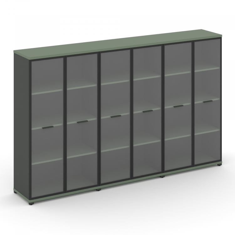 Concept Шкаф 3 широкие секции, 4 ниши CN.STS-436 RPB A Кобо/Антрацит/Металл Антрацит/Прозрачный 2500