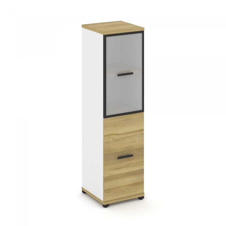 Concept Шкаф 1 узкая секция, 4 ниши CN.STU-412 RMB B Дуб Винченцо/Белый Бриллиант/Металл Черный/Сати