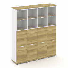 Concept Шкаф 4 узкие секции, 5 ниш CN.STU-545 RPW W Дуб Винченцо/Белый Бриллиант/Металл Белый/Прозра