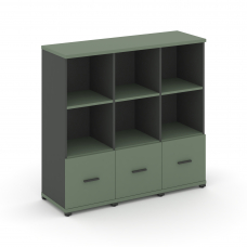 Concept Шкаф 3 узкие секции, 3 ниши CN.STU-331 A Кобо/Антрацит/Металл Антрацит 1252*420*1186