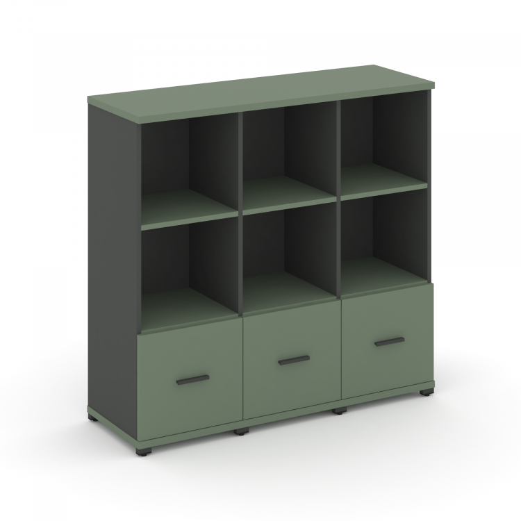 Concept Шкаф 3 узкие секции, 3 ниши CN.STU-331 A Кобо/Антрацит/Металл Антрацит 1252*420*1186