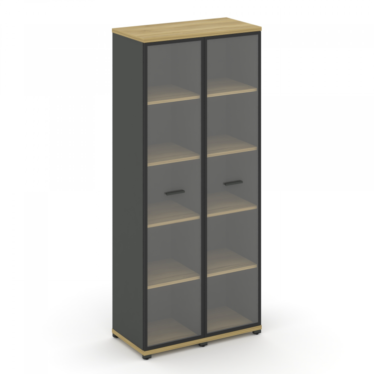 Concept Шкаф 2 узкие секции, 5 ниш CN.STU-528 RPB A Дуб Винченцо/Антрацит/Металл Антрацит/Прозрачный