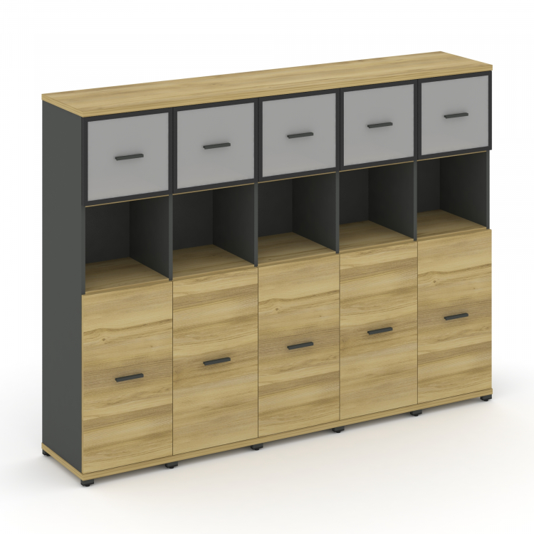 Concept Шкаф 5 узких секций, 4 ниши CN.STU-455 RMB A Дуб Винченцо/Антрацит/Металл Антрацит/Сатин 208