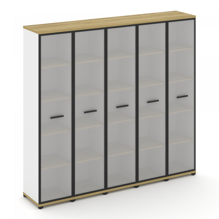 Concept Шкаф 5 узких секций, 5 ниш CN.STU-558 RMB B Дуб Винченцо/Белый Бриллиант/Металл Черный/Сатин