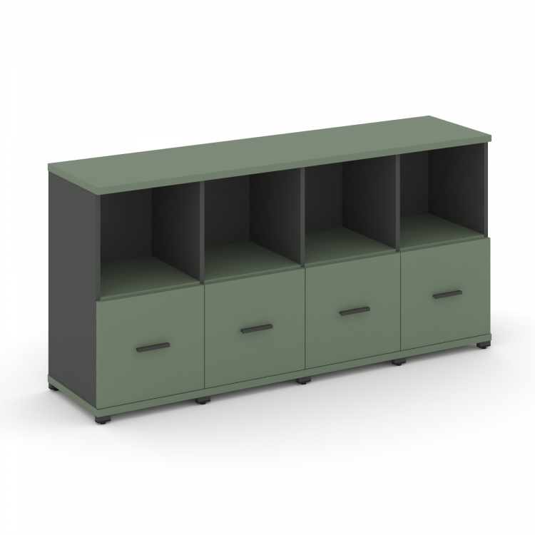 Concept Шкаф 4 узкие секции, 2 ниши CN.STU-241 A Кобо/Антрацит/Металл Антрацит 1668*420*818