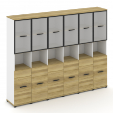 Concept Шкаф 6 узких секций, 5 ниш CN.STU-563 RMB B Дуб Винченцо/Белый Бриллиант/Металл Черный/Сатин