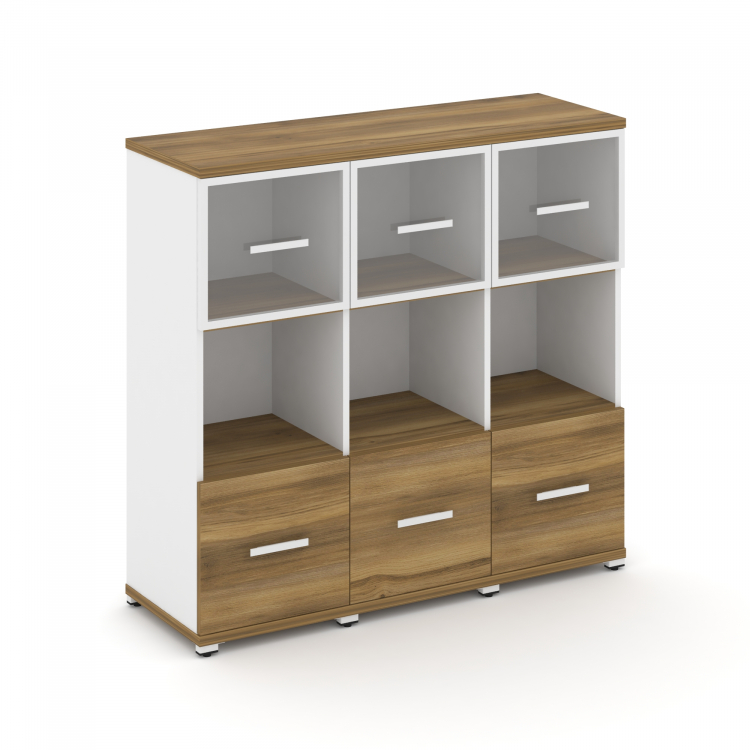 Concept Шкаф 3 узкие секции, 3 ниши CN.STU-335 RPW W Сандал Янтарный/Белый Бриллиант/Металл Белый/Пр