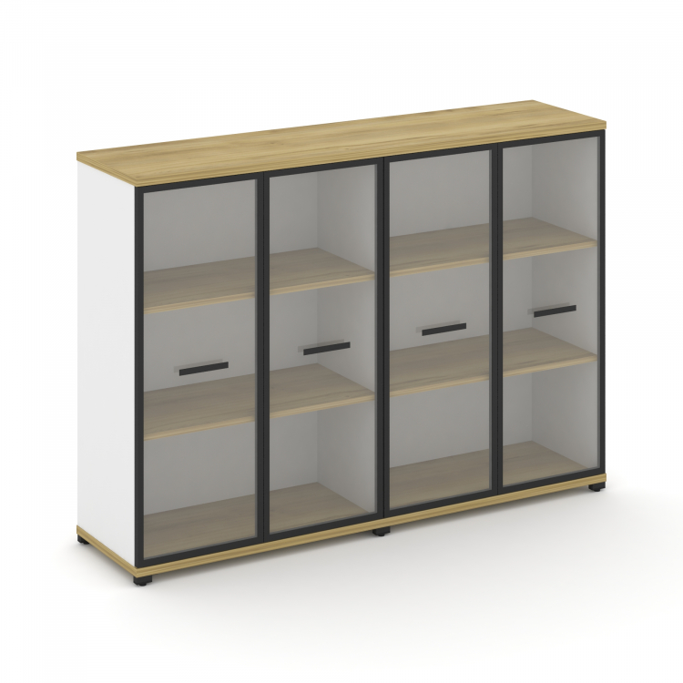 Concept Шкаф 2 широкие секции, 3 ниши CN.STS-326 RPB B Дуб Винченцо/Белый Бриллиант/Металл Черный/Пр