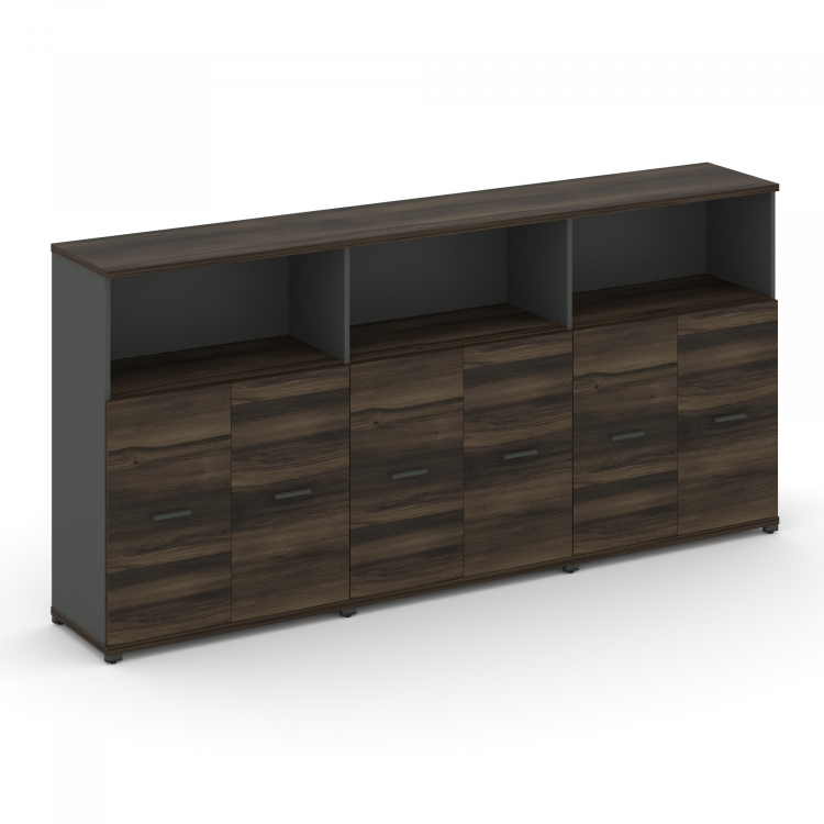 Concept Шкаф 3 широкие секции, 3 ниши CN.STS-333 A Дуб Мали/Антрацит/Металл Антрацит 2500*420*1186