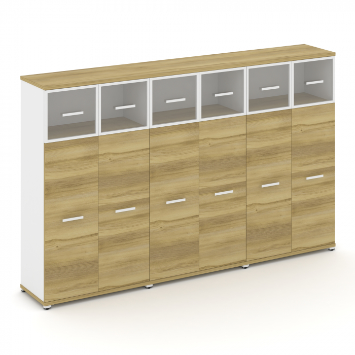 Concept Шкаф 3 широкие секции, 4 ниши CN.STS-434 RPW W Дуб Винченцо/Белый Бриллиант/Металл Белый/Про