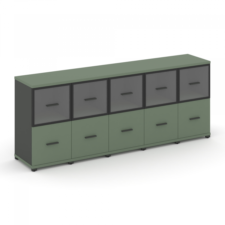 Concept Шкаф 5 узких секций, 2 ниши CN.STU-252 RPB A Кобо/Антрацит/Металл Антрацит/Прозрачный 2084*4