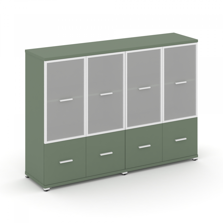 Concept Шкаф 2 широкие секции, 3 ниши CN.STS-322 RMW W Кобо/Металл Белый/Сатин 1668*420*1186