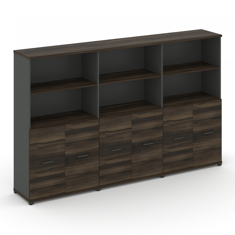 Concept Шкаф 3 широкие секции, 4 ниши CN.STS-431 A Дуб Мали/Антрацит/Металл Антрацит 2500*420*1554