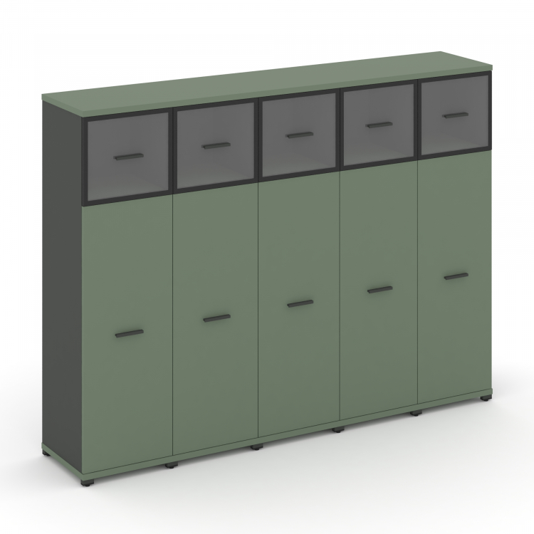 Concept Шкаф 5 узких секций, 4 ниши CN.STU-454 RPB A Кобо/Антрацит/Металл Антрацит/Прозрачный 2084*4