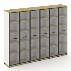 Concept Шкаф 6 узких секций, 5 ниш CN.STU-568 RPB B Дуб Винченцо/Белый Бриллиант/Металл Черный/Прозр