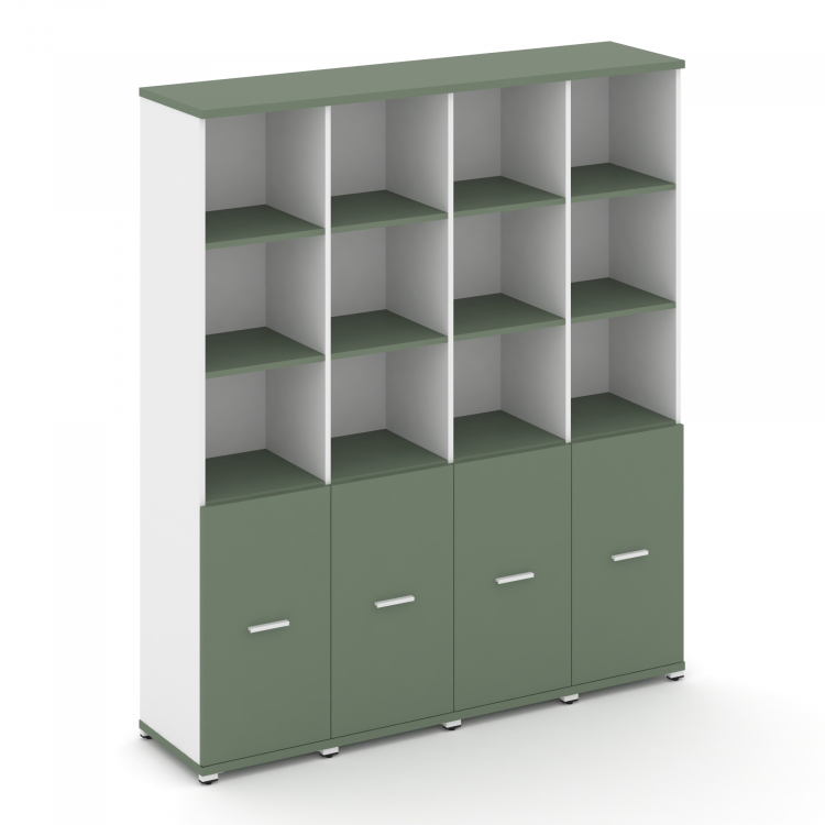 Concept Шкаф 4 узкие секции, 5 ниш CN.STU-541 W Кобо/Белый Бриллиант/Металл Белый 1668*420*1922