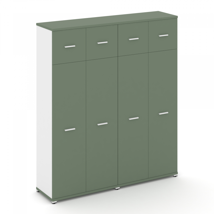 Concept Шкаф 2 широкие секции, 5 ниш CN.STS-527 W Кобо/Белый Бриллиант/Металл Белый 1668*420*1922