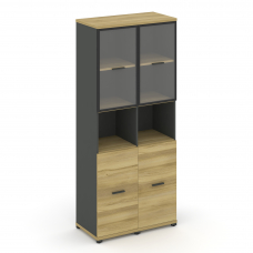 Concept Шкаф 2 узкие секции, 5 ниш CN.STU-523 RPB A Дуб Винченцо/Антрацит/Металл Антрацит/Прозрачный