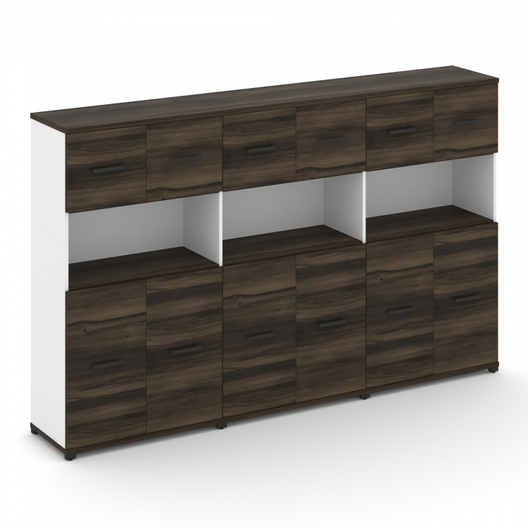 Concept Шкаф 3 широкие секции, 4 ниши CN.STS-435 B Дуб Мали/Белый Бриллиант/Металл Черный 2500*420*1