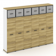 Concept Шкаф 6 узких секций, 5 ниш CN.STU-567 RMB B Дуб Винченцо/Белый Бриллиант/Металл Черный/Сатин