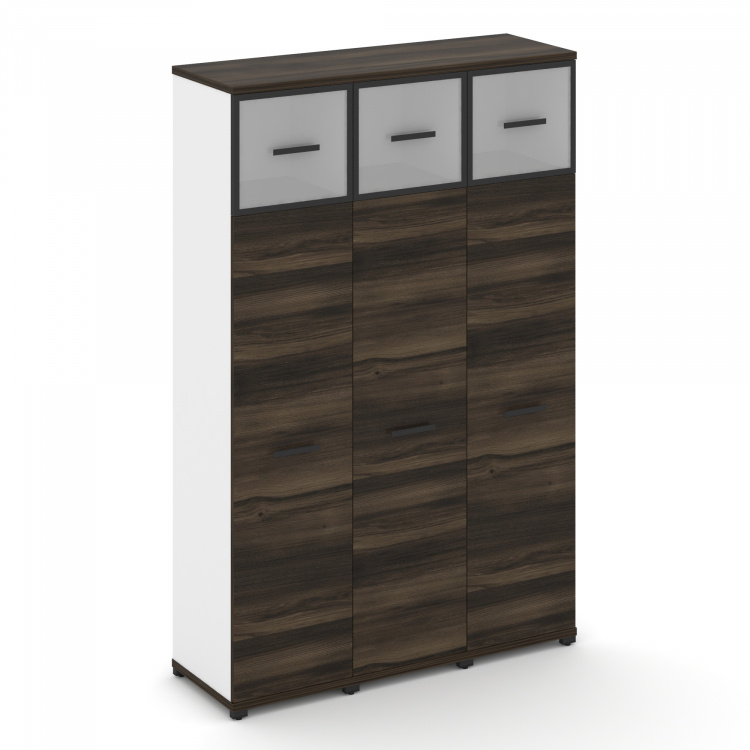 Concept Шкаф 3 узкие секции, 5 ниш CN.STU-537 RMB B Дуб Мали/Белый Бриллиант/Металл Черный/Сатин 125