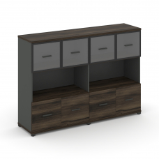 Concept Шкаф 2 широкие секции, 3 ниши CN.STS-325 RPB A Дуб Мали/Антрацит/Металл Антрацит/Прозрачный