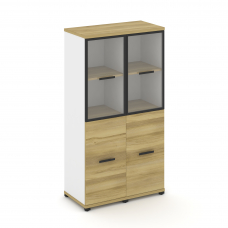 Concept Шкаф 2 узкие секции, 4 ниши CN.STU-422 RPB B Дуб Винченцо/Белый Бриллиант/Металл Черный/Проз