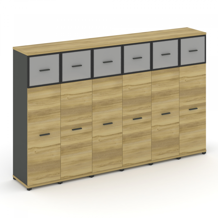 Concept Шкаф 6 узких секций, 4 ниши CN.STU-464 RMB A Дуб Винченцо/Антрацит/Металл Антрацит/Сатин 250