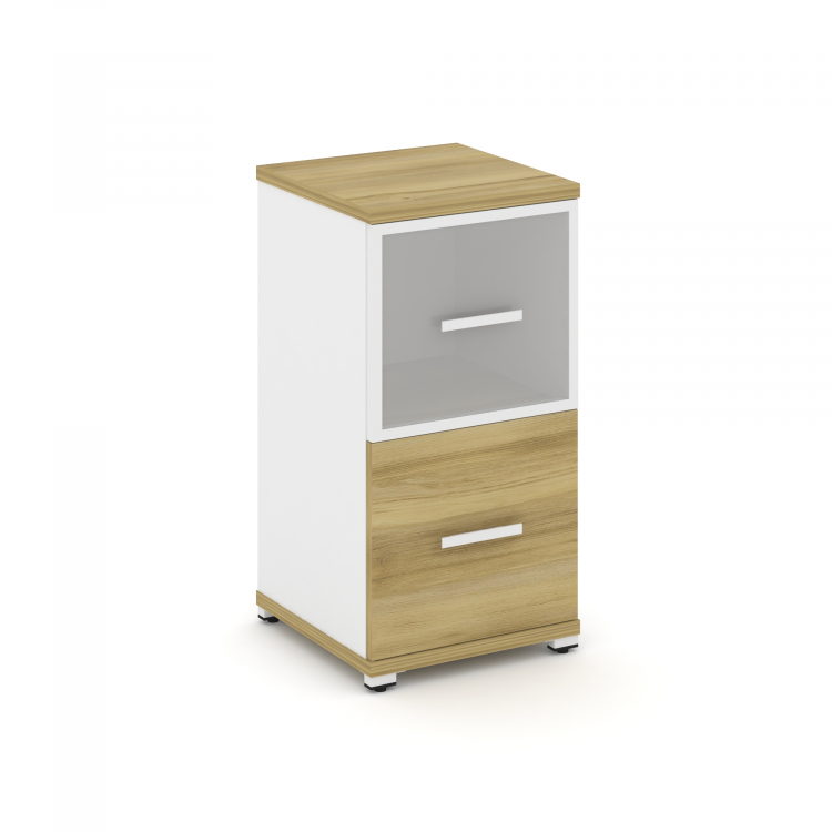 Concept Шкаф 1 узкая секция, 2 ниши CN.STU-212 RMW W Дуб Винченцо/Белый Бриллиант/Металл Белый/Сатин