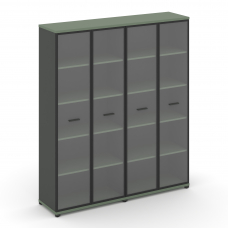 Concept Шкаф 2 широкие секции, 5 ниш CN.STS-528 RPB A Кобо/Антрацит/Металл Антрацит/Прозрачный 1668*