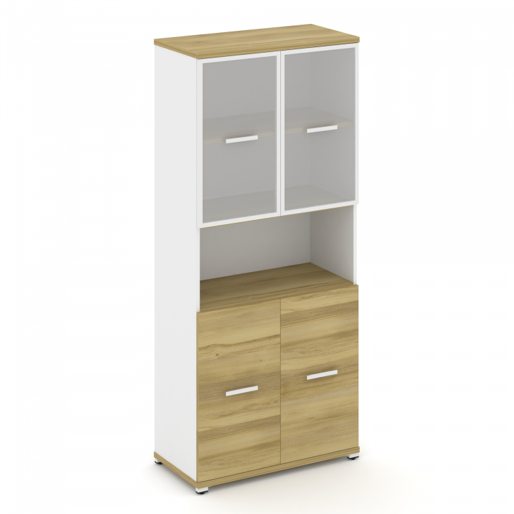 Concept Шкаф 1 широкая секция, 5 ниш CN.STS-513 RMW W Дуб Винченцо/Белый Бриллиант/Металл Белый/Сати