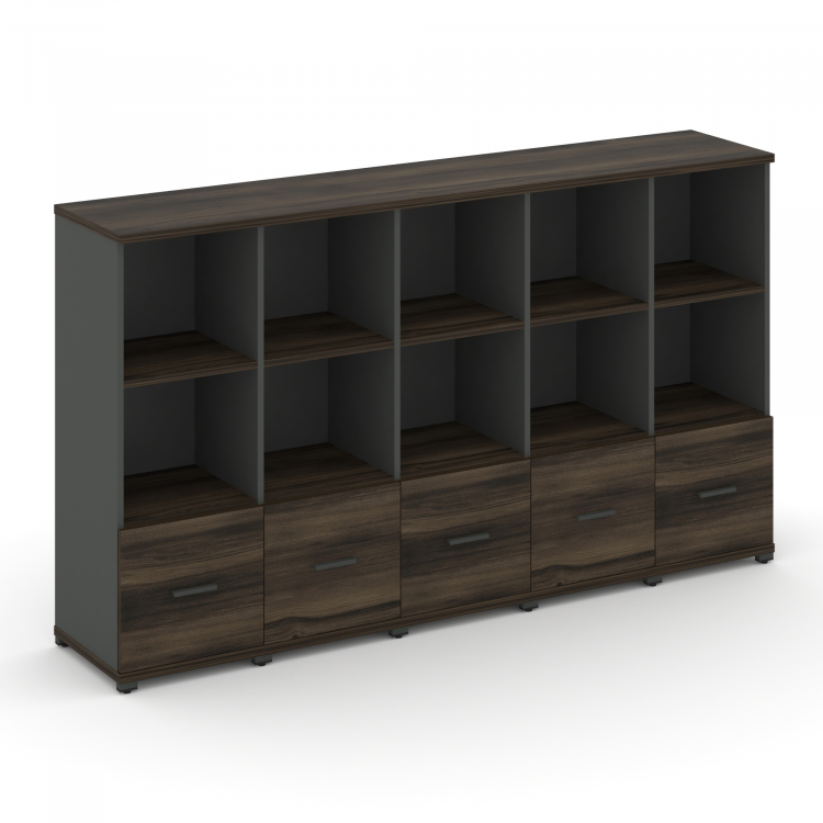 Concept Шкаф 5 узких секций, 3 ниши CN.STU-351 A Дуб Мали/Антрацит/Металл Антрацит 2084*420*1186