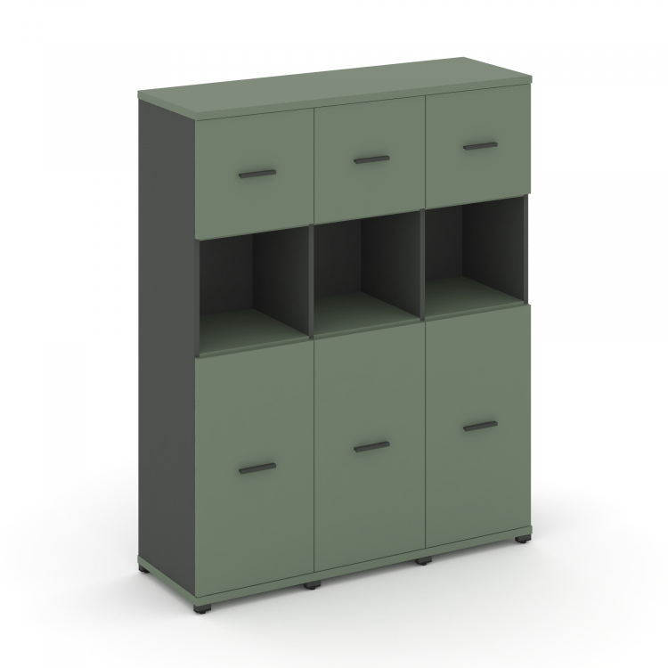 Concept Шкаф 3 узкие секции, 4 ниши CN.STU-435 A Кобо/Антрацит/Металл Антрацит 1252*420*1554