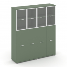 Concept Шкаф 2 широкие секции, 5 ниш CN.STS-525 RPW W Кобо/Металл Белый/Прозрачный 1668*420*1922