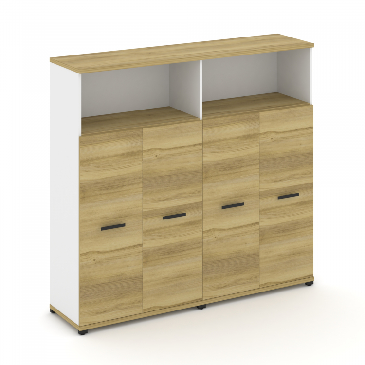 Concept Шкаф 2 широкие секции, 4 ниши CN.STS-423 B Дуб Винченцо/Белый Бриллиант/Металл Черный 1668*4