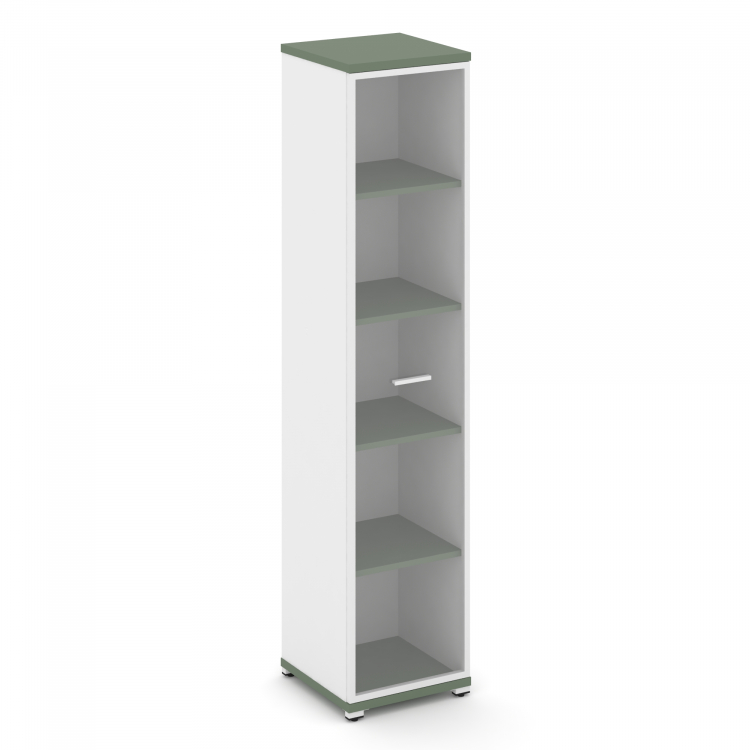 Concept Шкаф 1 узкая секция, 5 ниш CN.STU-518 RPW W Кобо/Белый Бриллиант/Металл Белый/Прозрачный 420