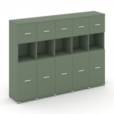 Concept Шкаф 5 узких секций, 4 ниши CN.STU-455 W Кобо/Металл Белый 2084*420*1554